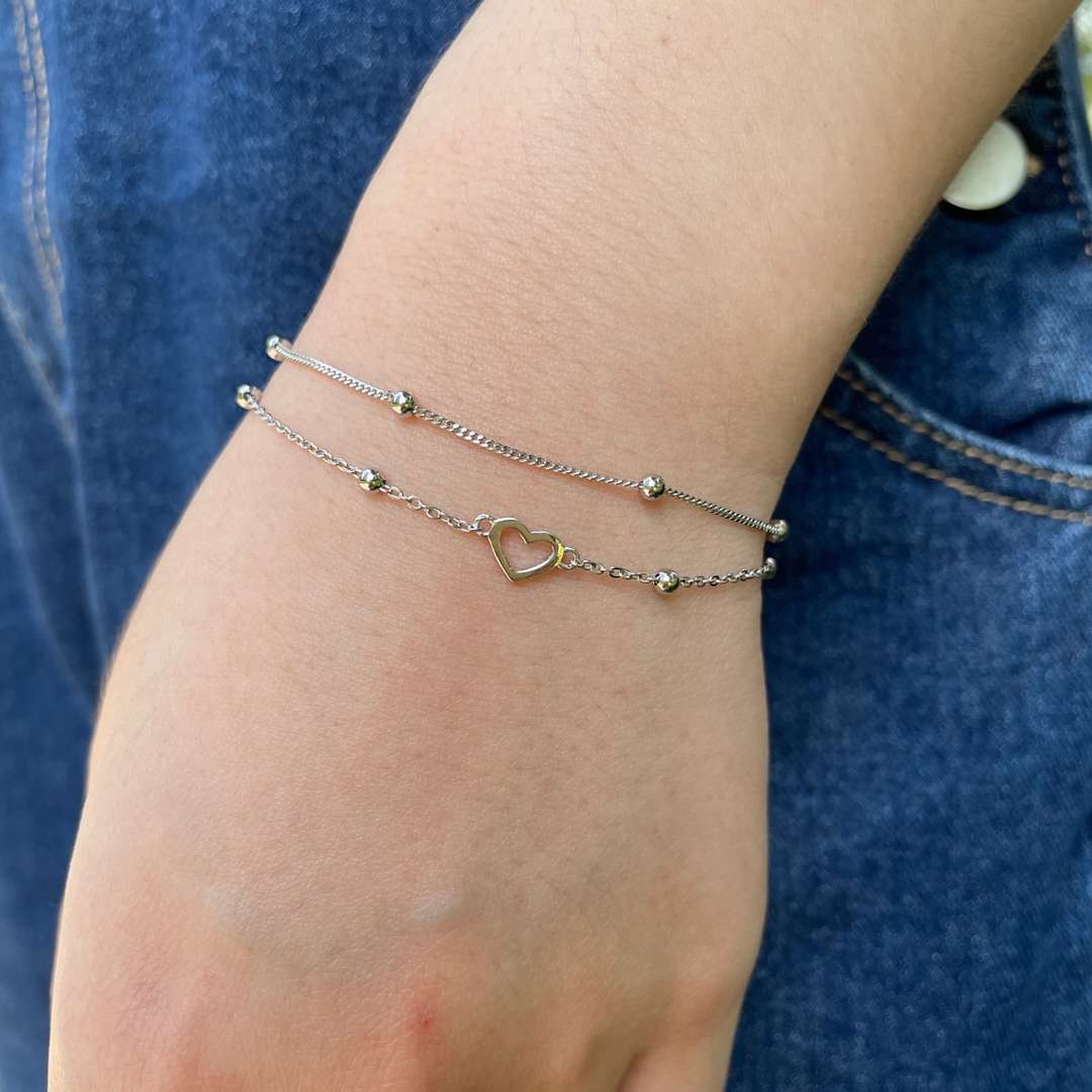 [AuraEcho]Dainty Double Layer Love Heart Bracelet