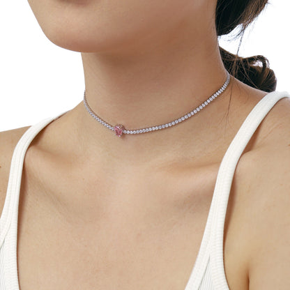 [AuraEcho]1.0 carat Unique Pear Cut Tennis Necklace