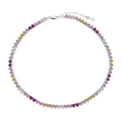 [AuraEcho]Sparkling Colorful Full Heart Tennis Necklace