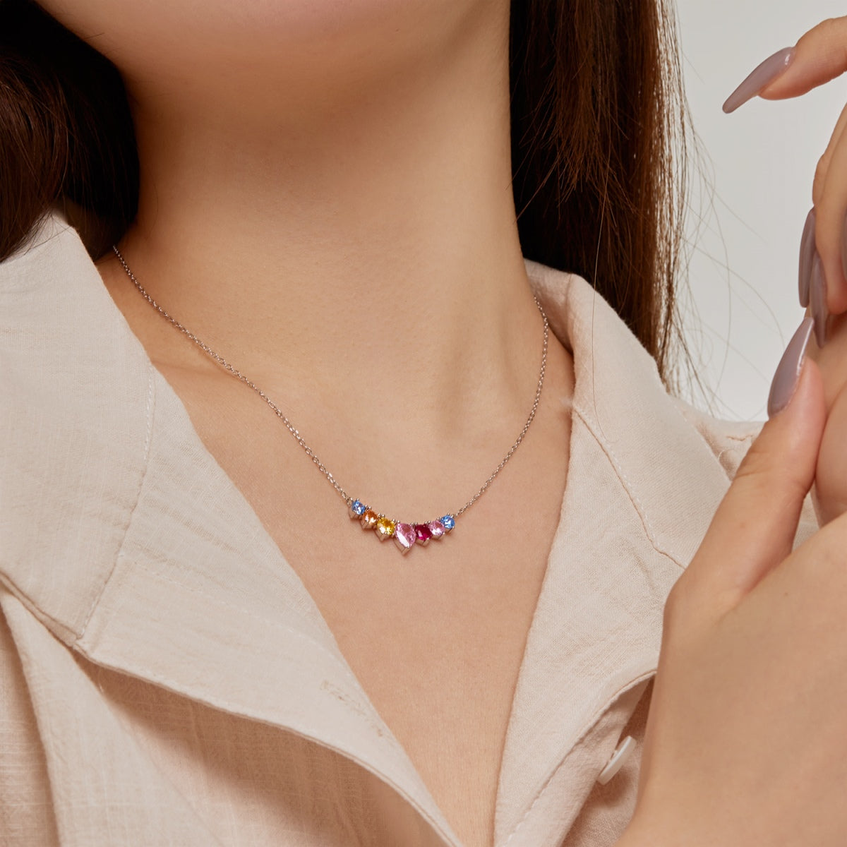 [AuraEcho]Dainty Colorful Heart Necklace