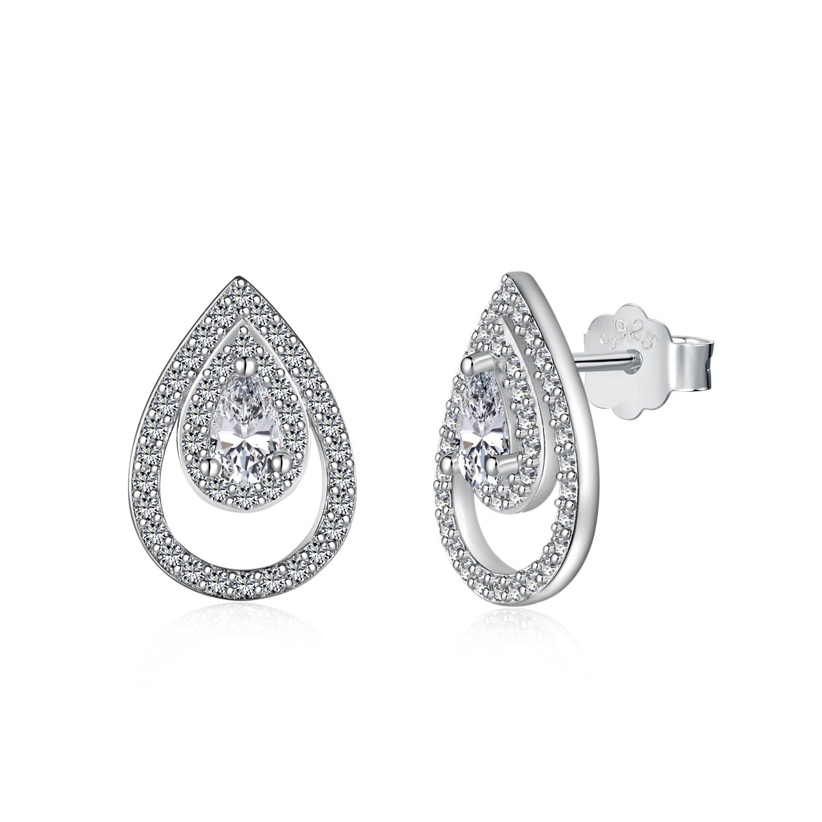 [AuraEcho]Sparkling Delicate Water Drop Shape Daily Earrings
