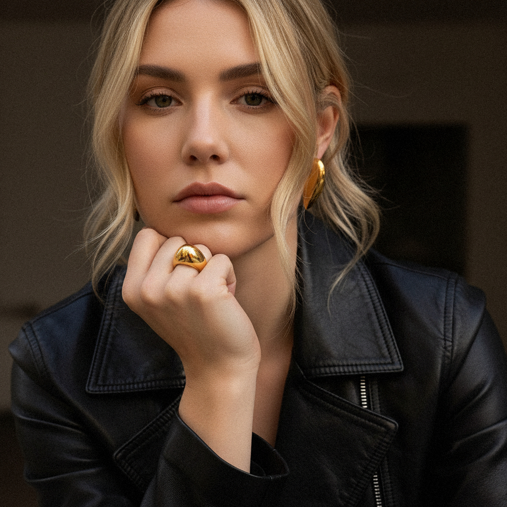 Aimee Chunky Heart Gold Earrings