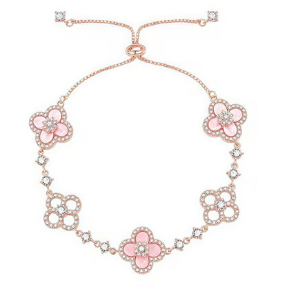 [AuraEcho]CLOVER 5 MOTIF PINK BLUE RED WHITE BRACELET