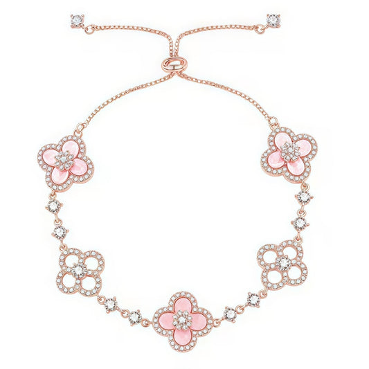 [AuraEcho]CLOVER 5 MOTIF PINK BLUE RED WHITE BRACELET