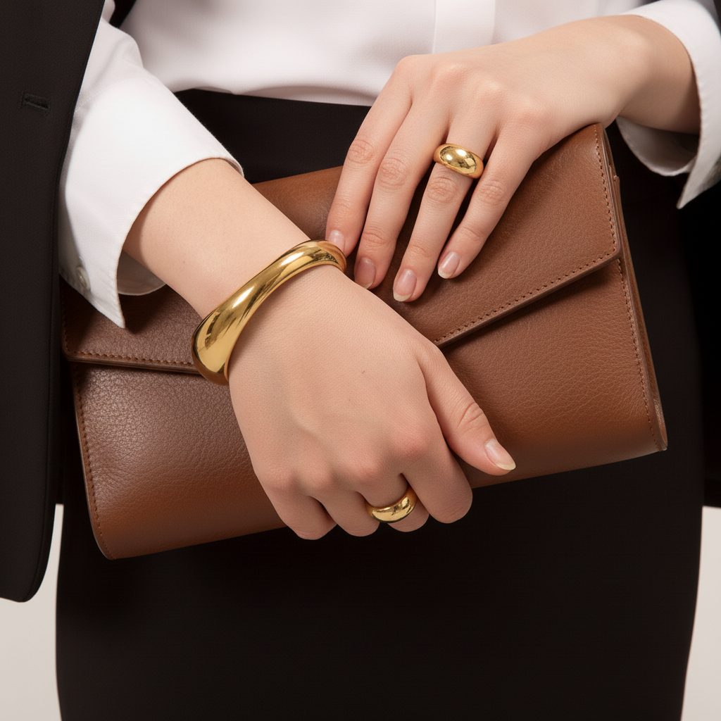 Jessa Sculpted Gold Bangle