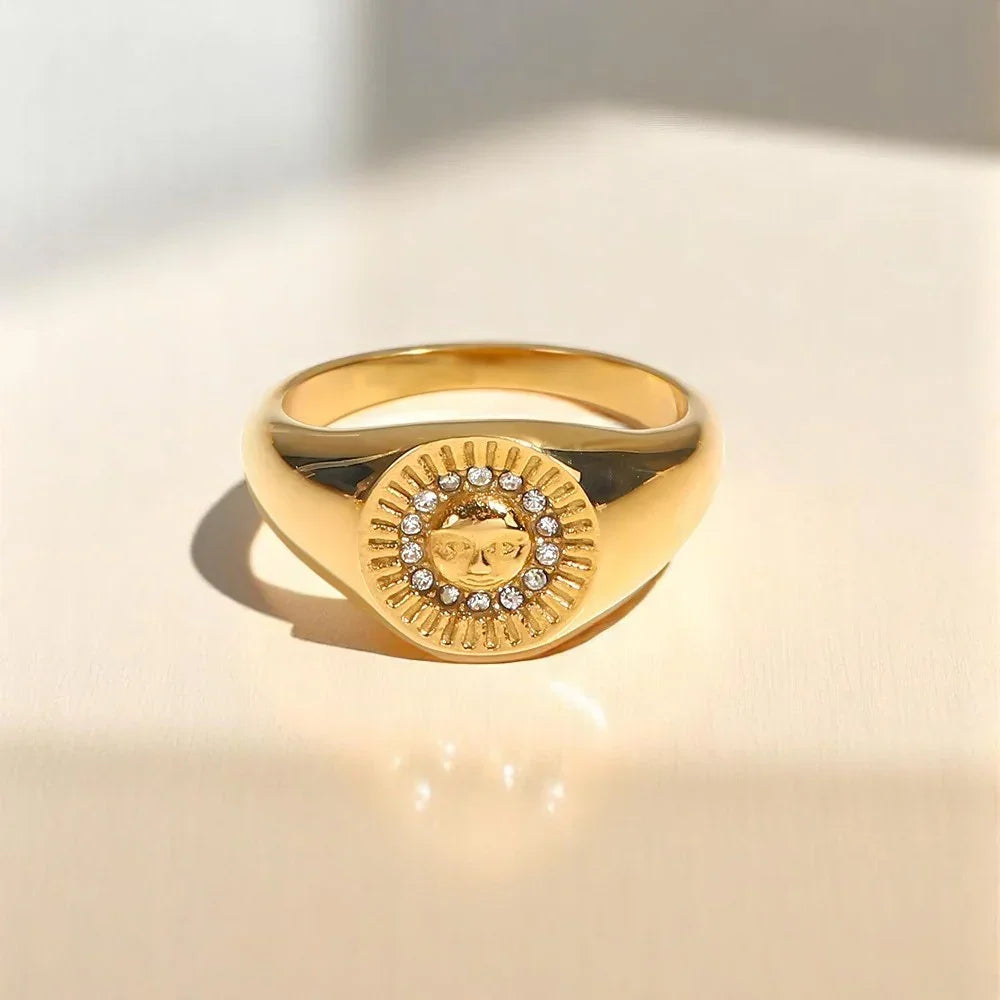 Solari Sunface Gold Ring
