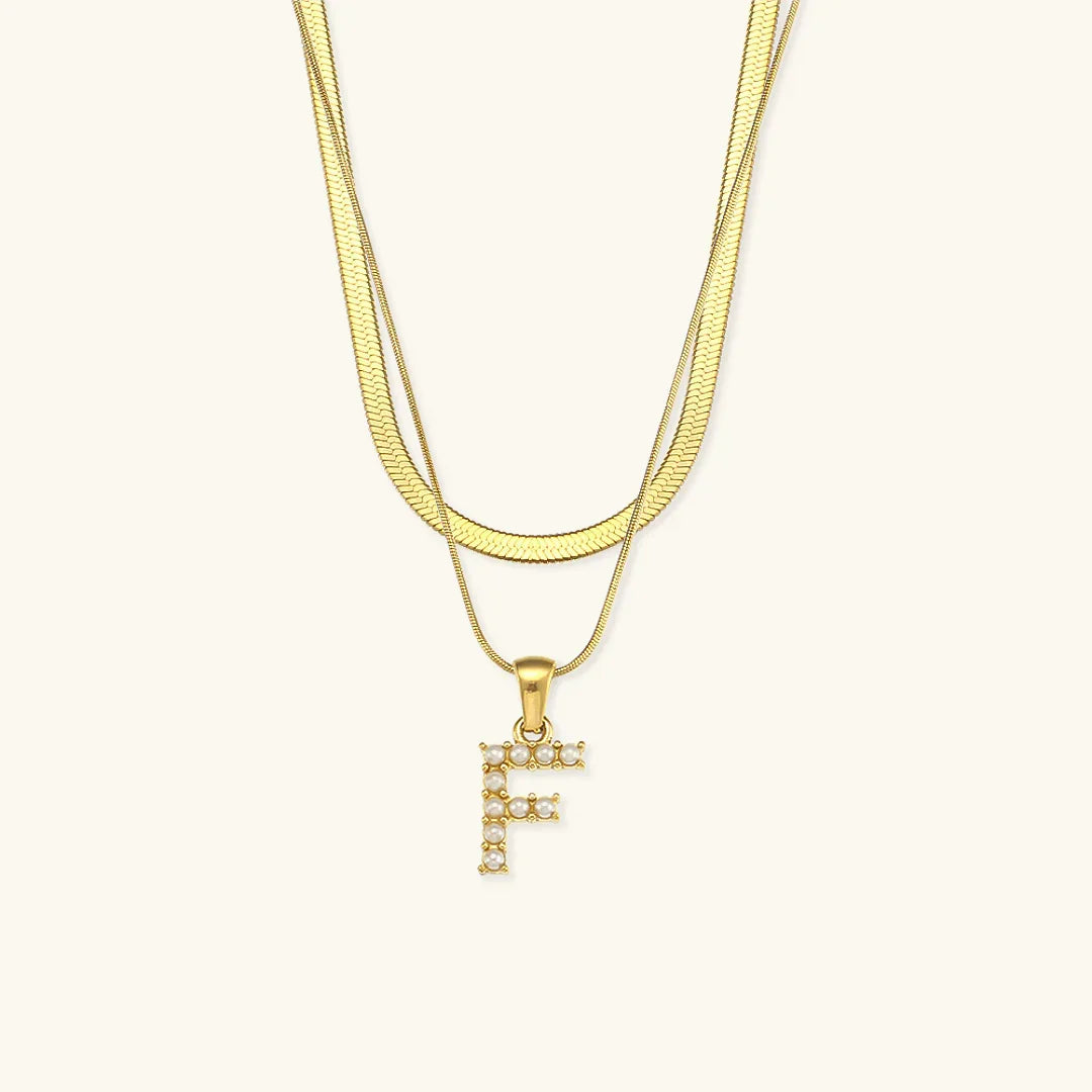Fiona Layered Gold Initial Letter Necklace