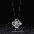 CLOVER 15MM BLUE CHALCEDONY NECKLACE SILVER