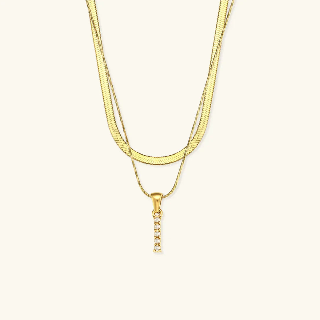 Fiona Layered Gold Initial Letter Necklace