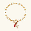 Annabella Birthstone Cross Bracelet