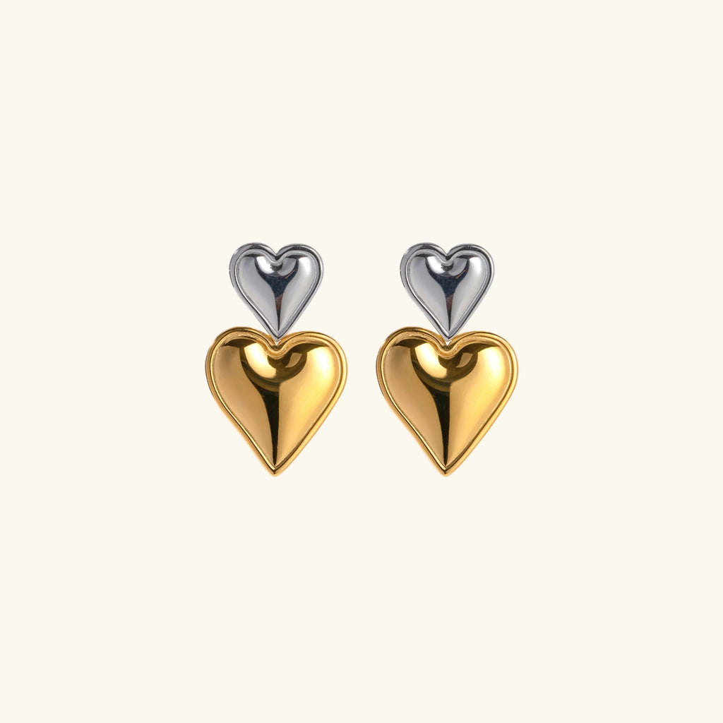 Zofia Two Tone Heart Earrings