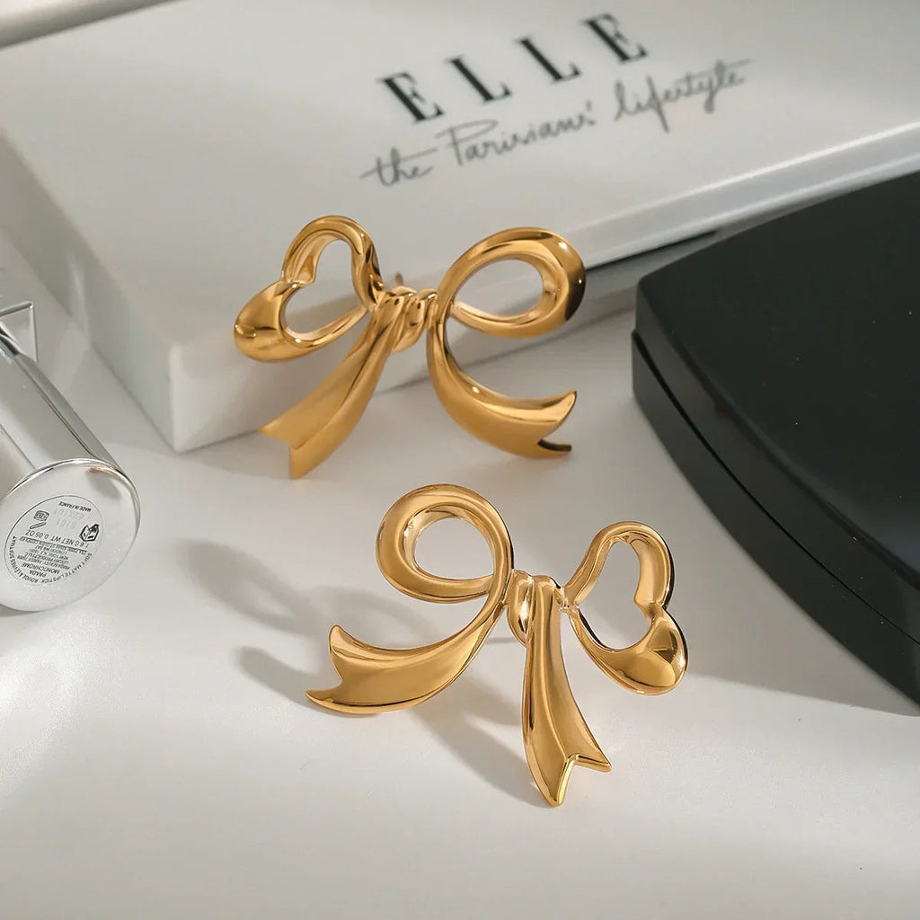 Carissa Gold Bowtie Earrings