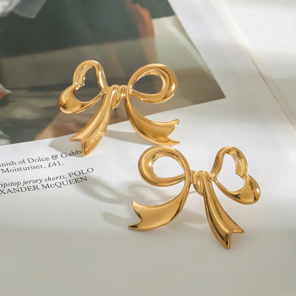 Carissa Gold Bowtie Earrings