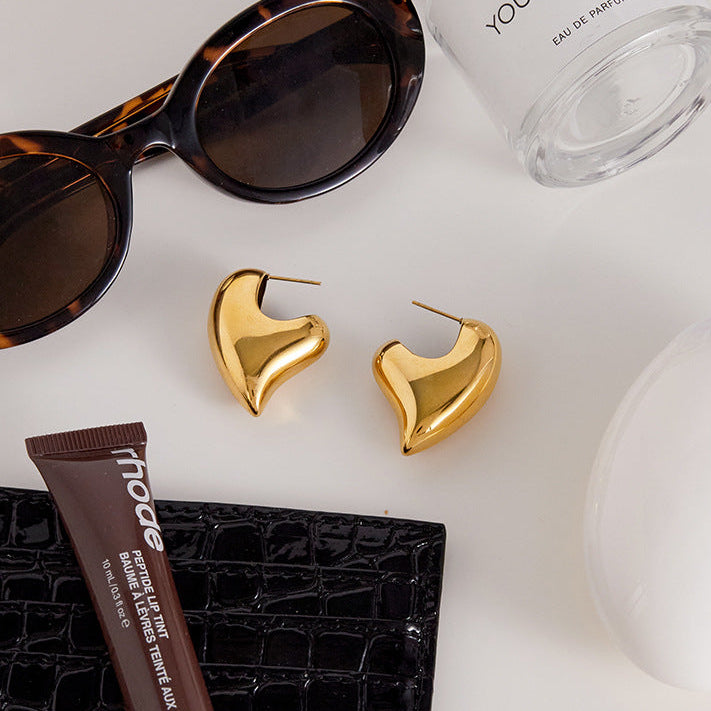 Aimee Chunky Heart Gold Earrings