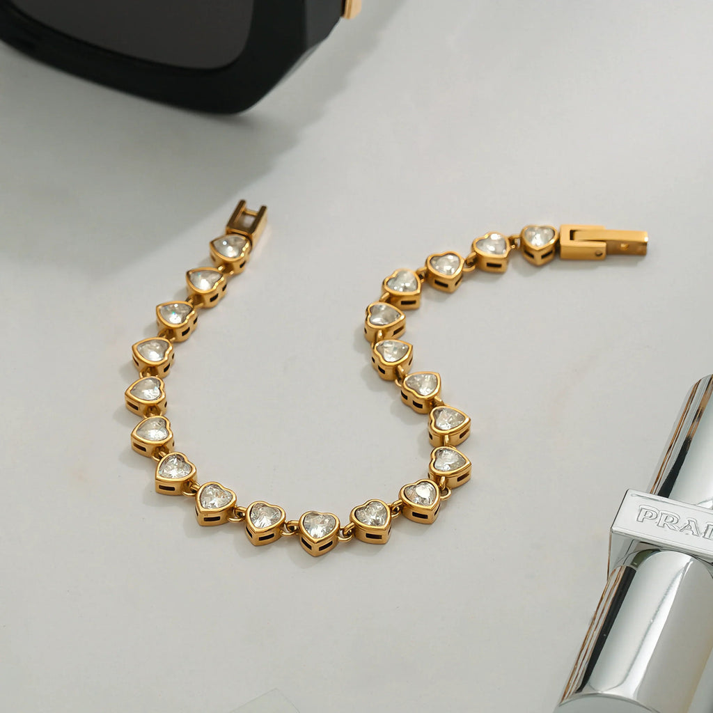 Romani Heart Shaped Tennis Bracelet