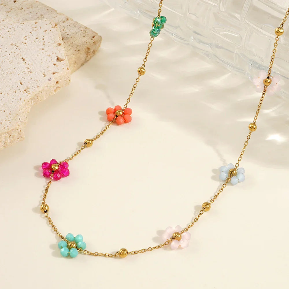 Azalea Floral Gold Necklace