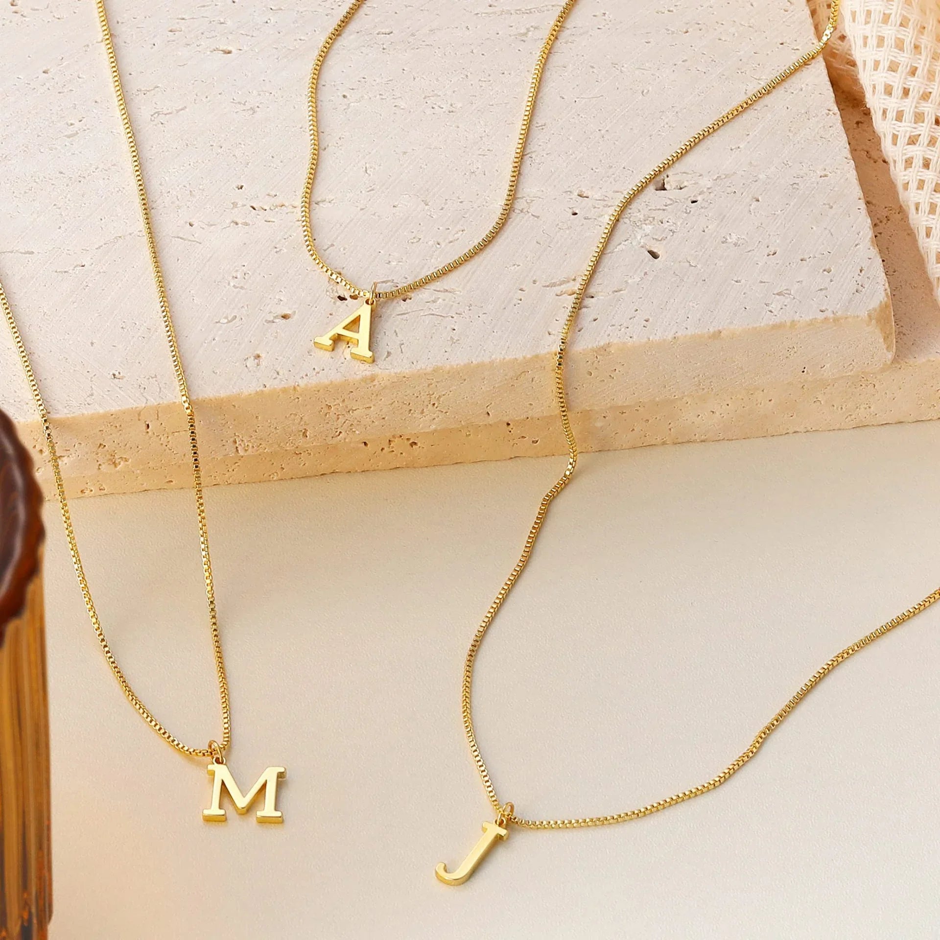 Therese Letter Initial Gold Necklace
