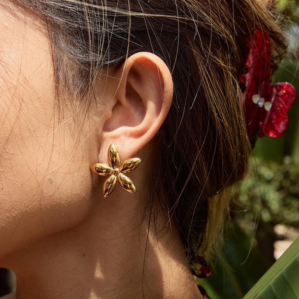 Monica Floral Gold Earrings