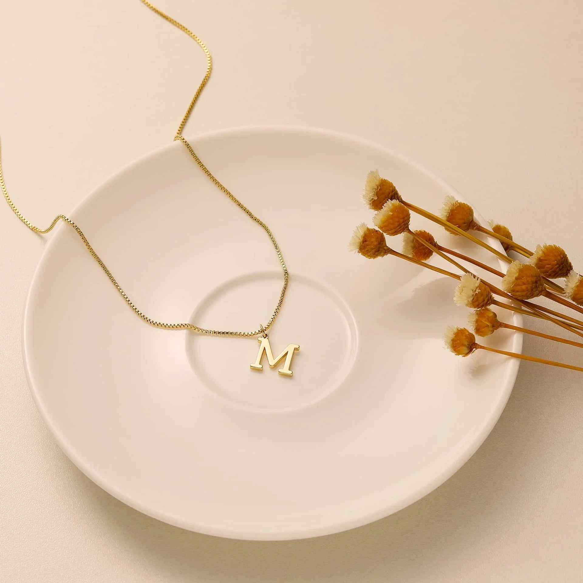 Therese Letter Initial Gold Necklace