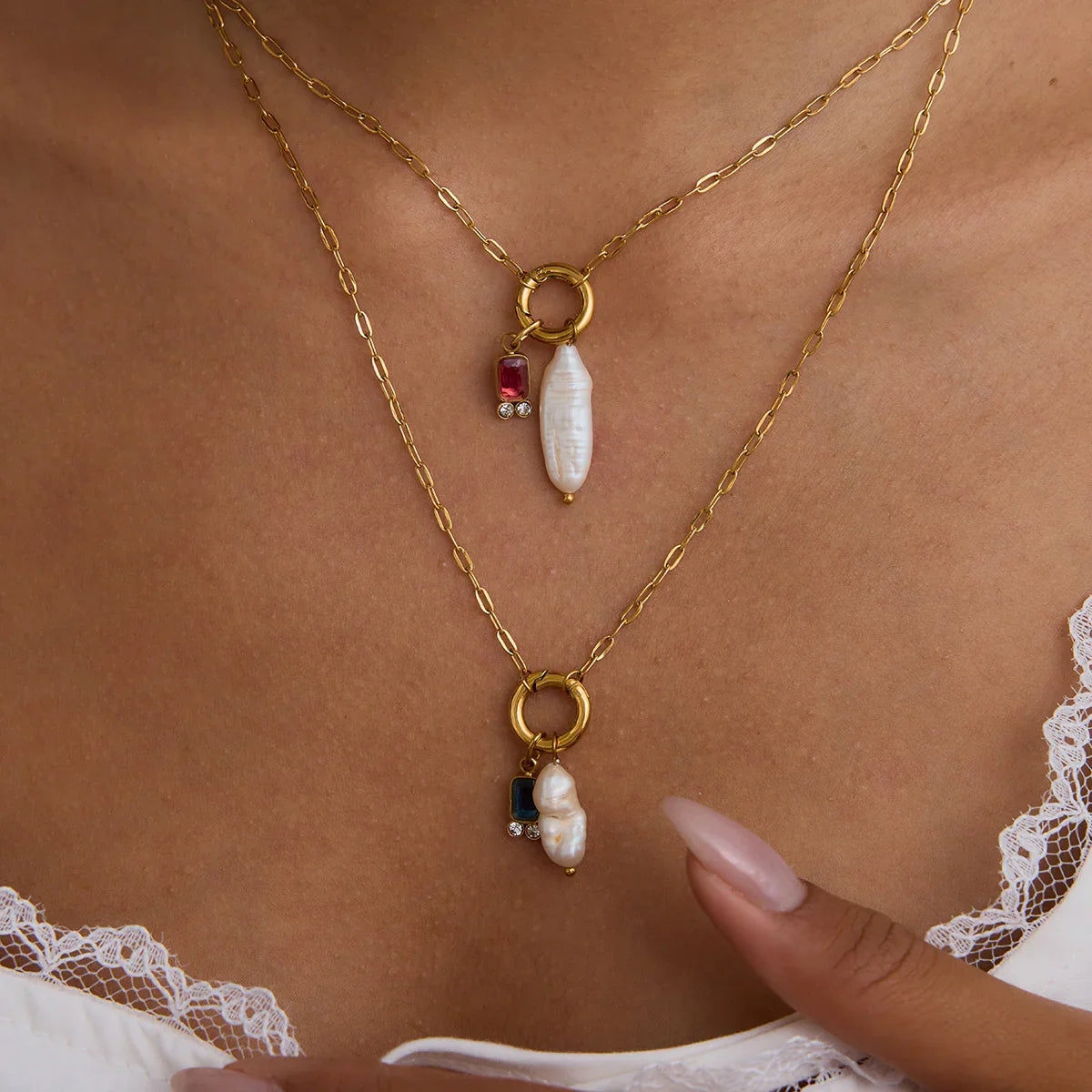 Caitlin Birthstone Pearl Necklace