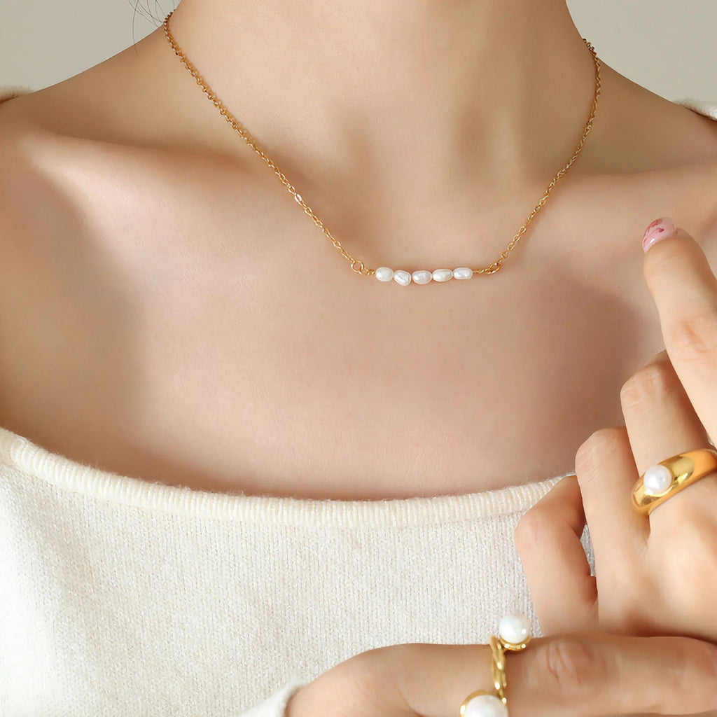 Fleur Freshwater Pearl Gold Necklace