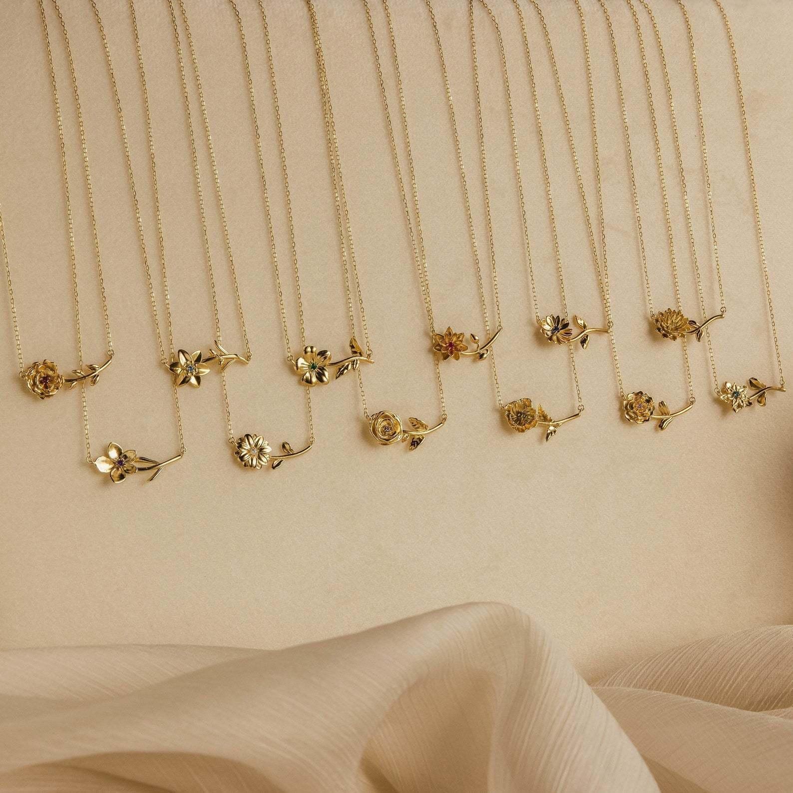 Maribelle Birth Flower Gold Necklace