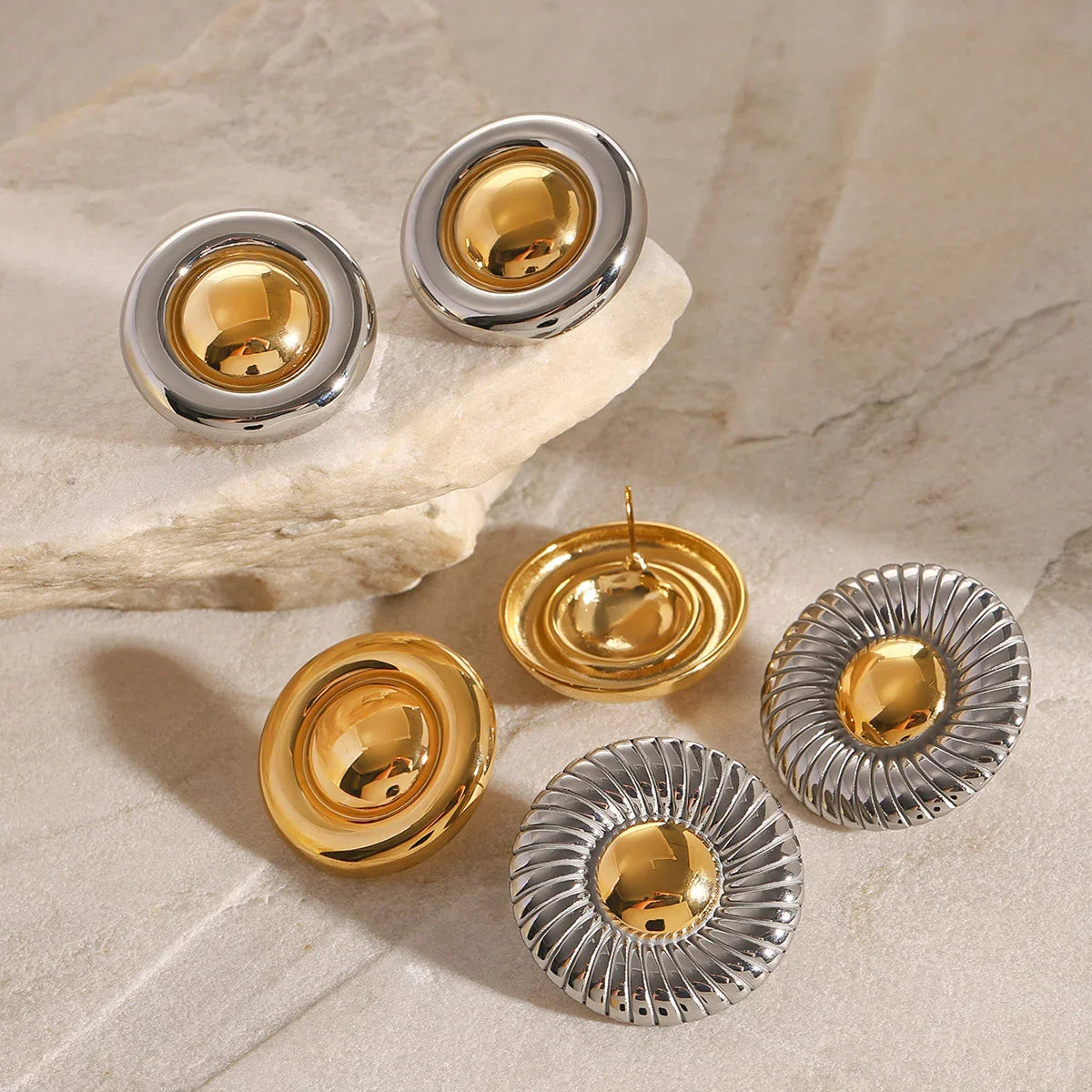 Summers Gold Button Earrings