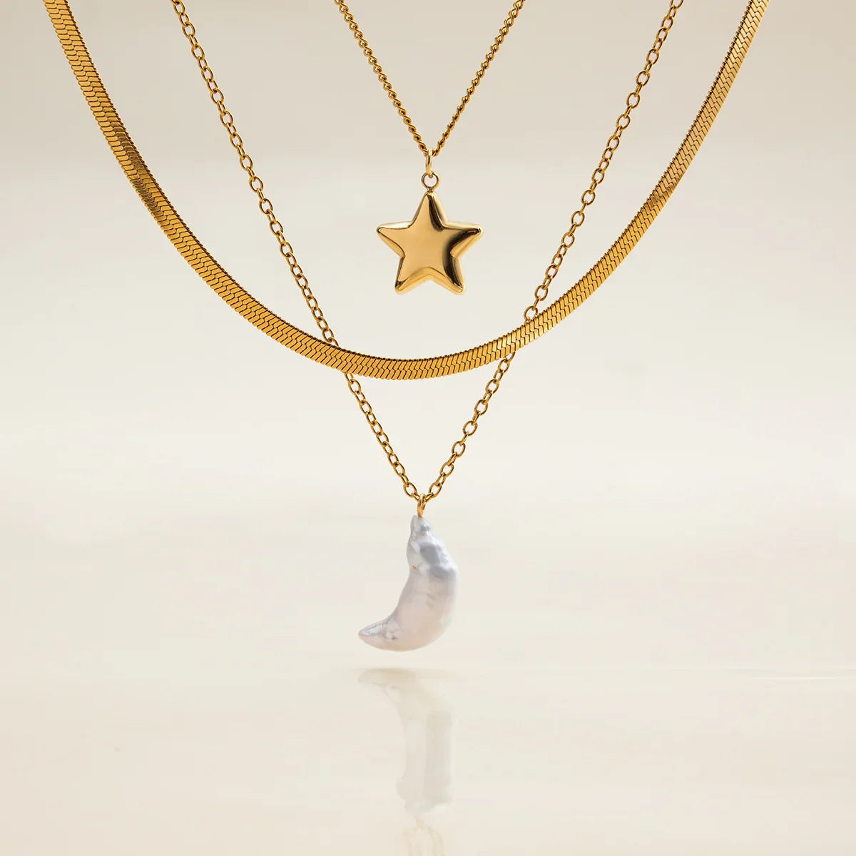 Cirra Sun & Moon Layered Gold Necklace
