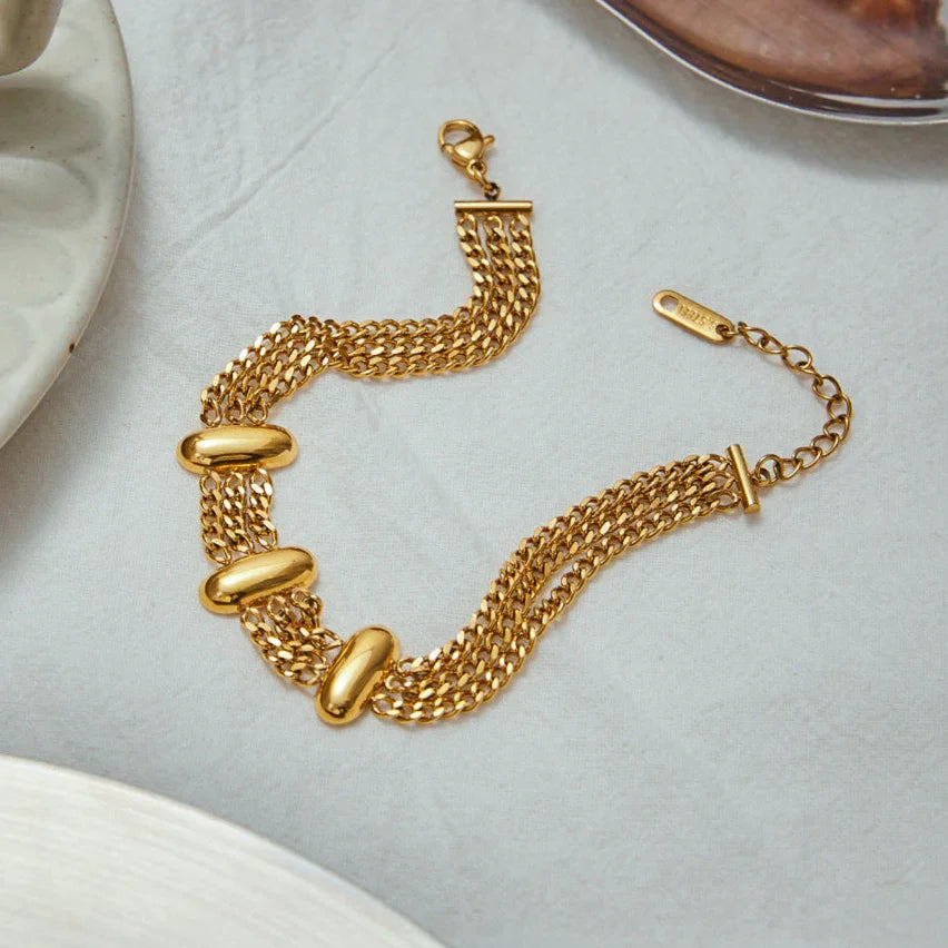 Kathleen Layered Chain Gold Bracelet