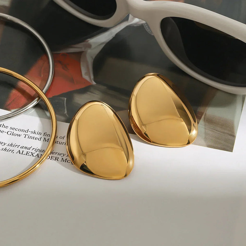 Carrie Chunky Bean Gold Earrings