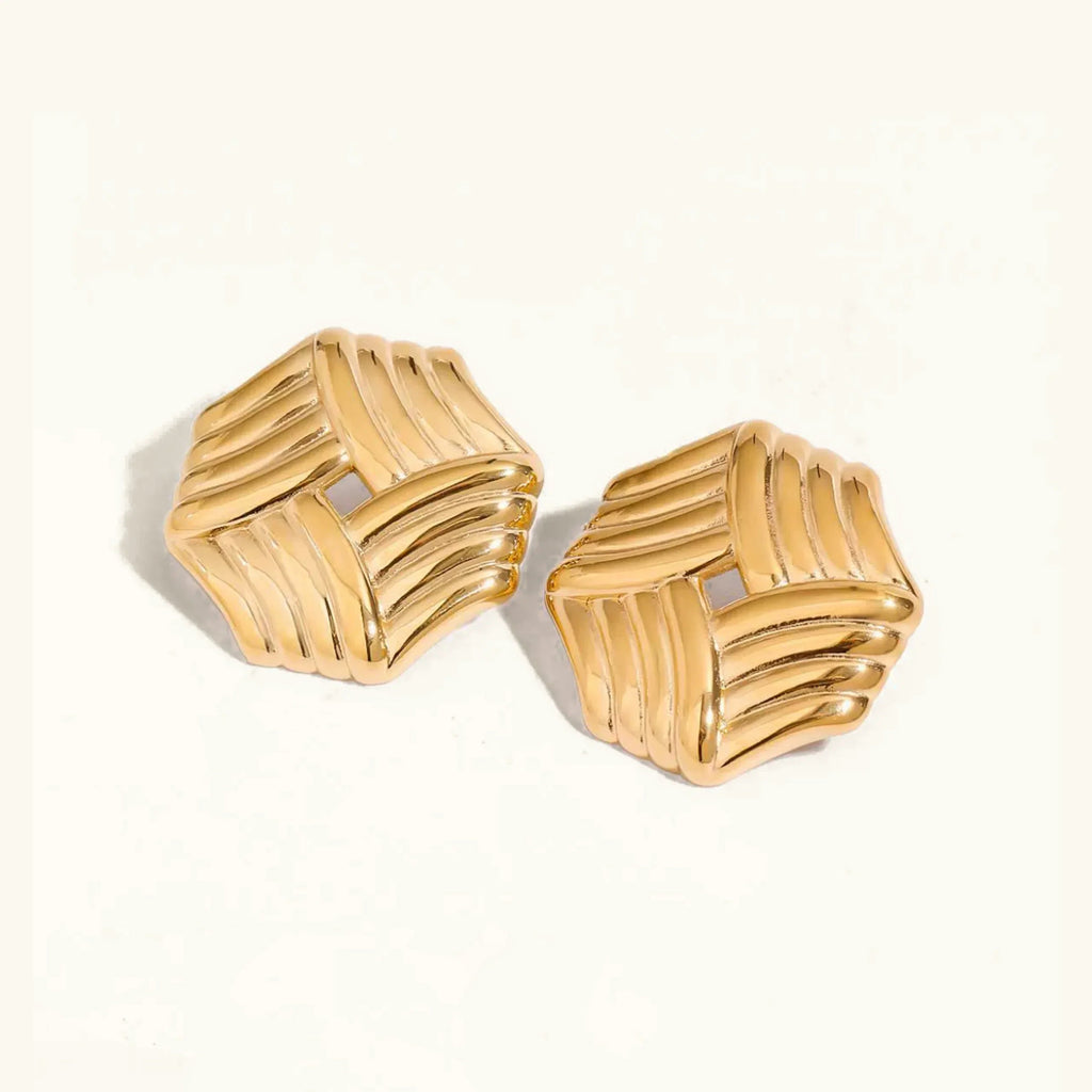 Vanessa Criss Cut Gold Earrings