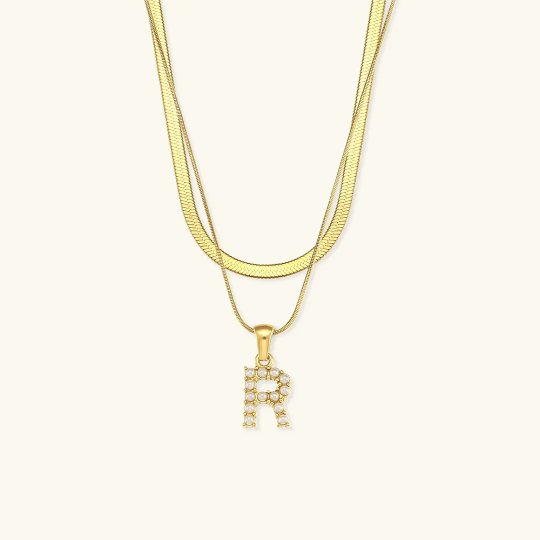 Fiona Layered Gold Initial Letter Necklace