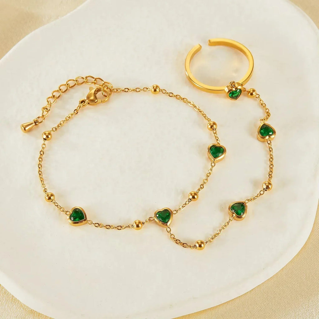 Gladys Emerald Heart Hand Chain