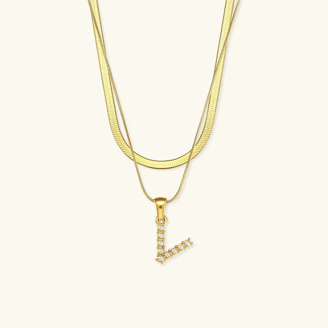 Fiona Layered Gold Initial Letter Necklace