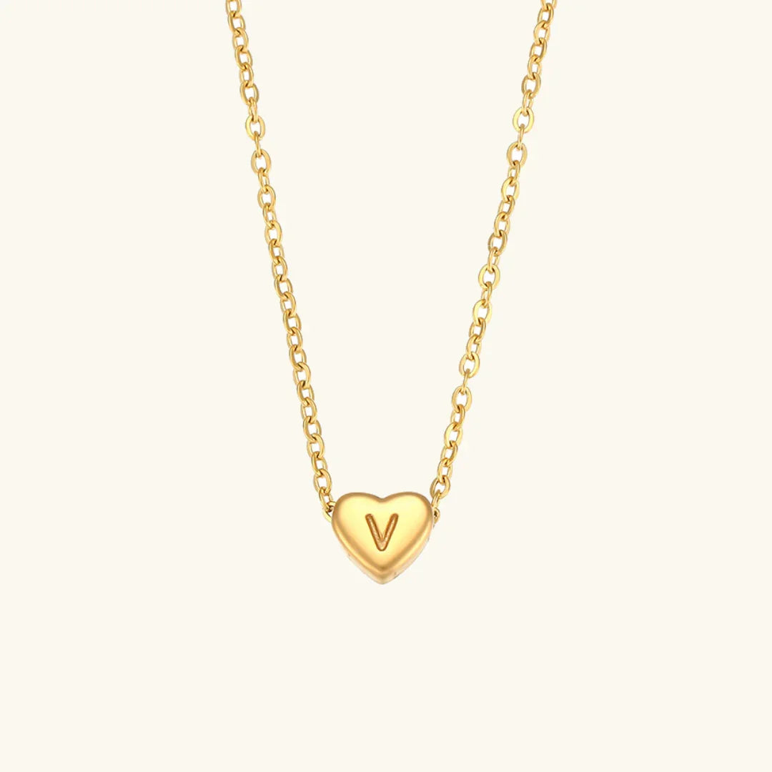 Heart Initial Gold Necklace