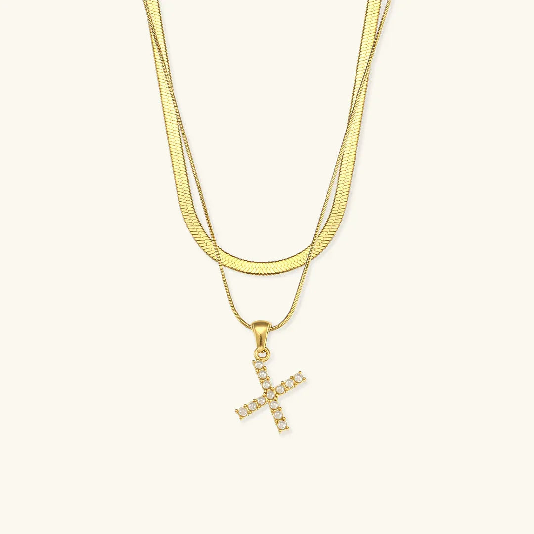 Fiona Layered Gold Initial Letter Necklace