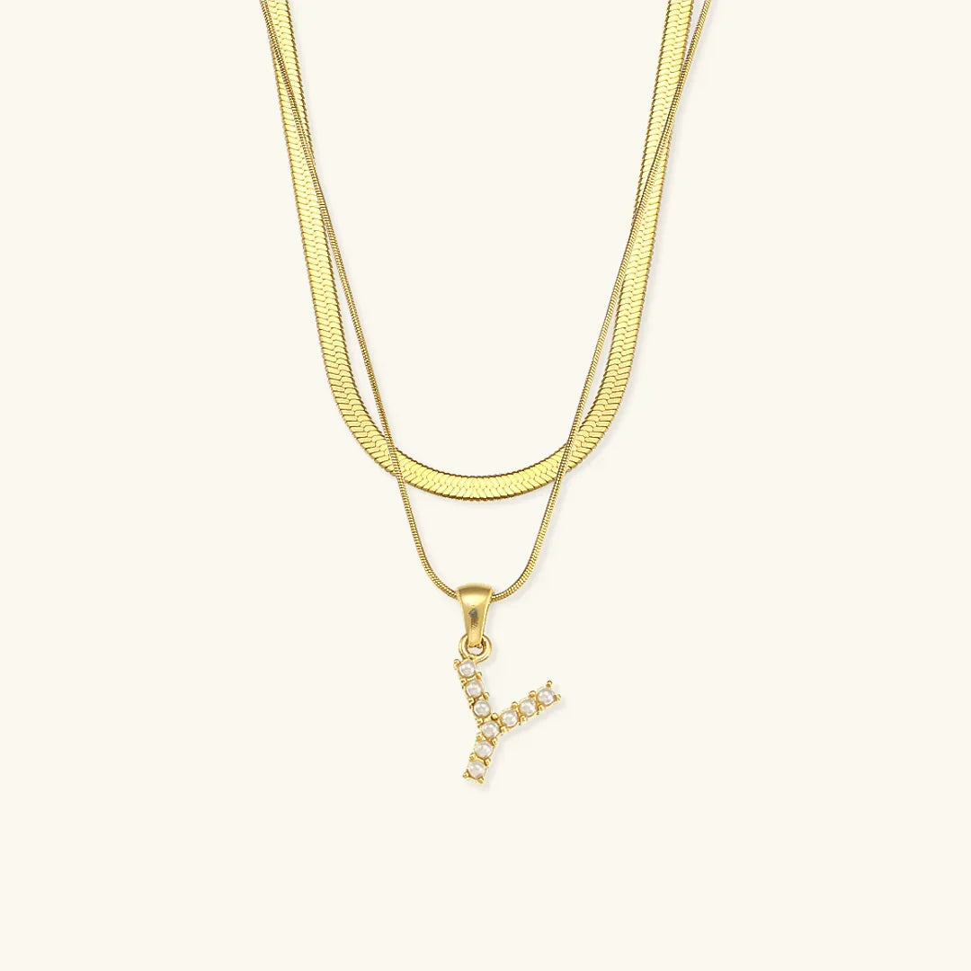 Fiona Layered Gold Initial Letter Necklace
