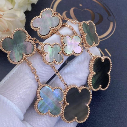 [AuraEcho]CLOVER EARRINGS DARK MOP 4 MOTIFS ROSE GOLD