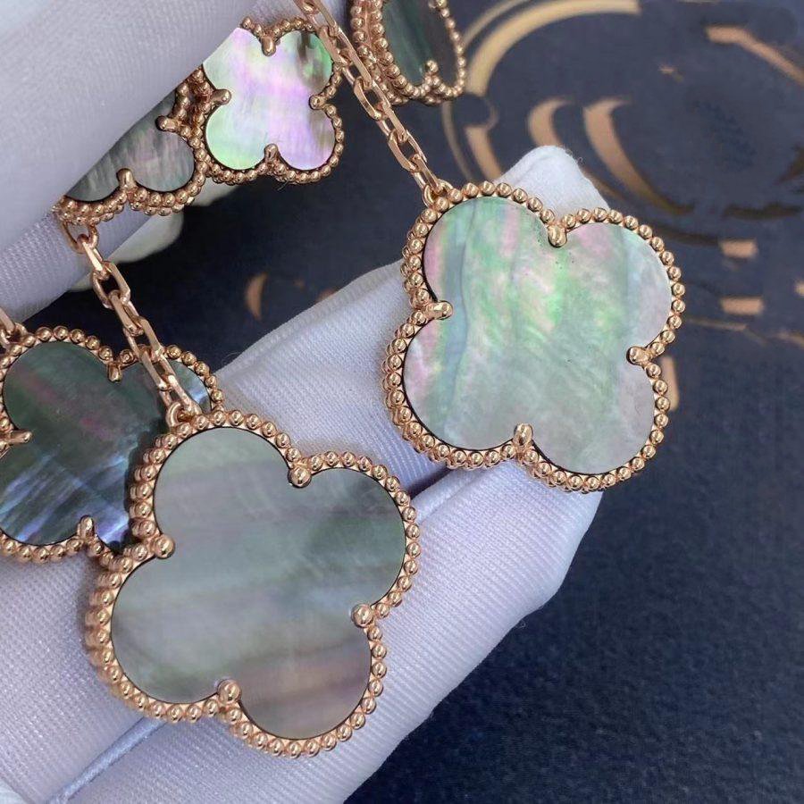 [AuraEcho]CLOVER EARRINGS DARK MOP 4 MOTIFS ROSE GOLD