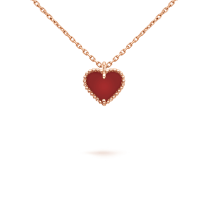 [AuraEcho]SWEET CLOVER CARNELIAN HEART NECKLACE